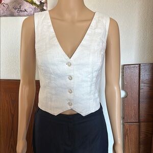 Abercrombie & Fitch Beige Button-Down Vest